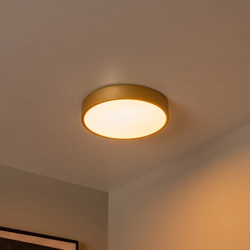 Lucide UNAR - Flush ceiling light - Ø 30 cm- LED 3 StepDim - 1x18W 2700K - Matt Gold / Brass - atmosphere 1
